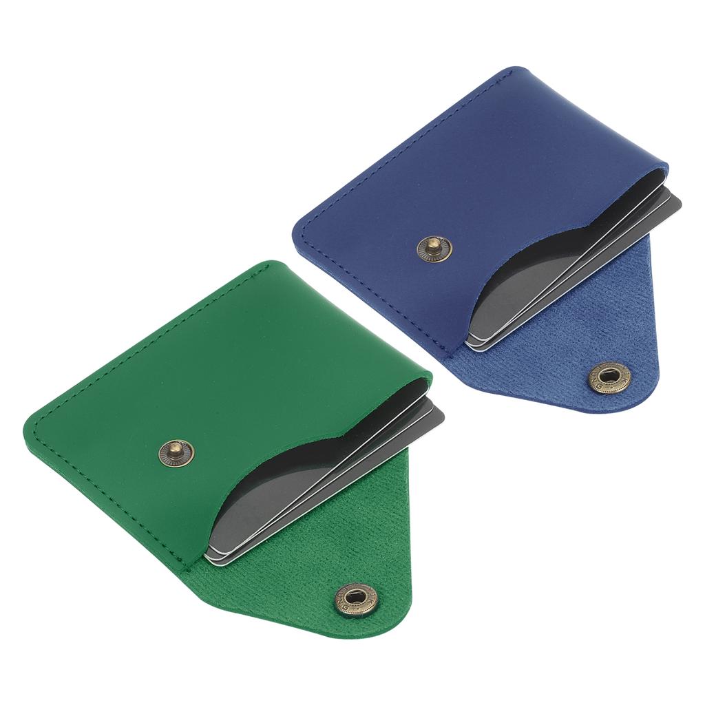 1/2Pcs Slim Leather Card Holder with Snap Closure Leather Front Pocket Wallet Card Case Holder for Men and Women Business Office