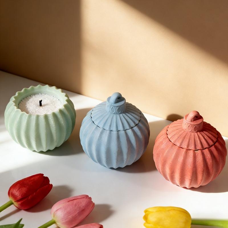 Round Jar With Lid Storage Box Plaster Silicone Mold Easy Remold For DIY Gypsum Jewelry Storage Jar Candle Cup Home Decoration