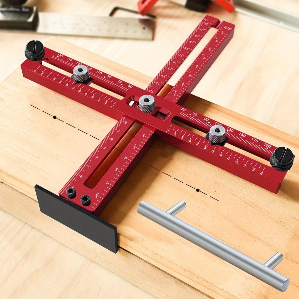 Aluminum Cabinet Handle Jig Adjustable Punch Locator Tool Metric/Inch Drilling Template Guide Positioning Ruler for Drawer Knobs