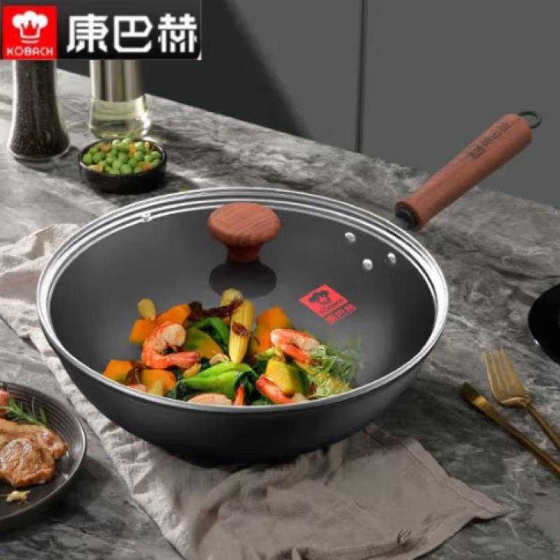 Kumbach 32cm Uncoated Cast Iron Wok