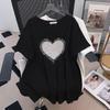 Women's Plus Size Loose Slimming Short-Sleeve Mid-Length Round Neck T-Shirt - Available In Sizes 200/300/350 Jin, Style 608