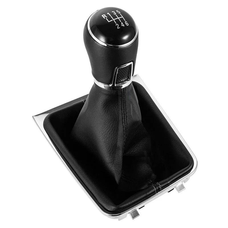 

For VW Golf 7 Golf MK7 GTI GTD R 2013 2014 2015 2016 2017 LHD Car Leather Stick Gear Shift Knob with Leather Gaiter Boot Cover 6 Speed Black Line