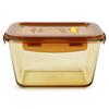 Heat-Resistant Glass Food Container, Microwave-Safe Lunch Box, Refrigerator Organizer for Pickled Peppers, Kimchi, Sealed Jar, Amber Color, 1.8L