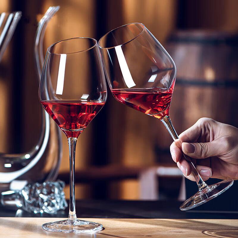 Slanted Burgundy Red Wine Glass Set