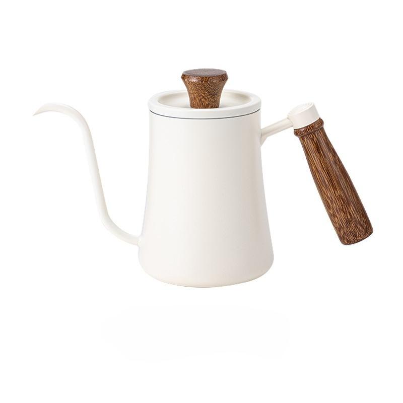 1Pc Hand Brewed Coffee Pot Long Mouth Thin Mouth Pot Household 304 Stainless Steel Thickened Ear Hanging Coffee Utensils Wooden Handle Outdoor