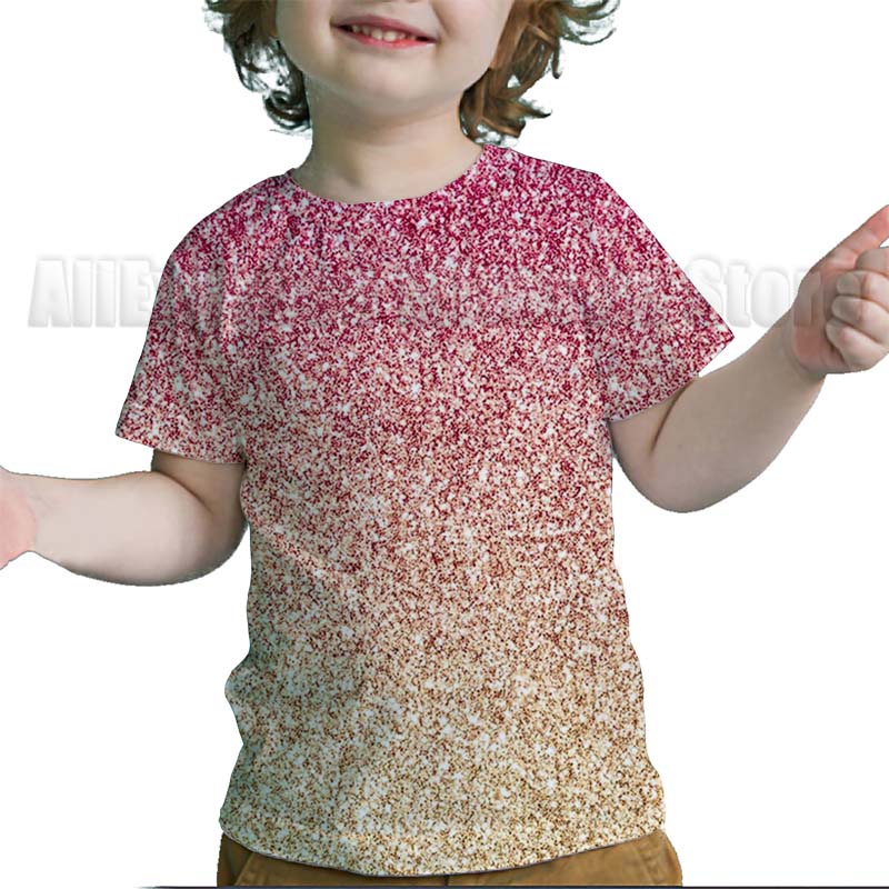

Літня Креативна Блискуча Золота Дитяча Футболка Малюк Смішна Футболка Хлопчики Дівчатка Підлітки Барвиста 3D Футболка 130