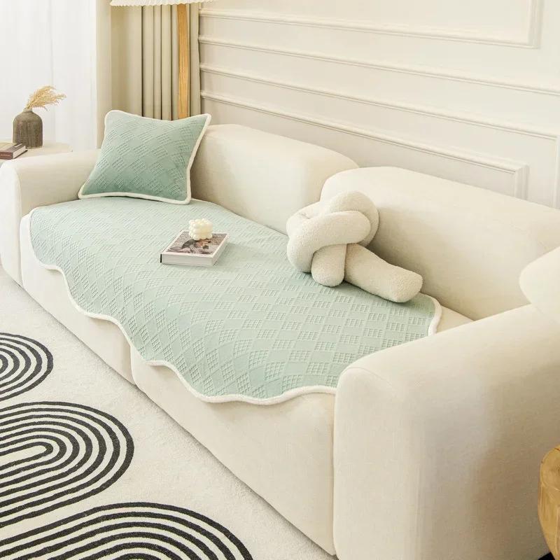 Nordic Irregular Shaped Sofa Mat Four Seasons Universal Sofa Towel Solid Color Thick Couch Cover for Living Room Sofa Decor