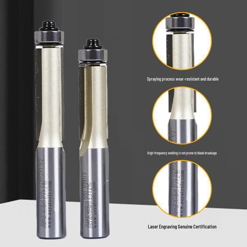 Yaden Woodworking Router Bit: Extended Bearing Edge Banding Burr Engraving Tool - Professional Grade Straight Knife.