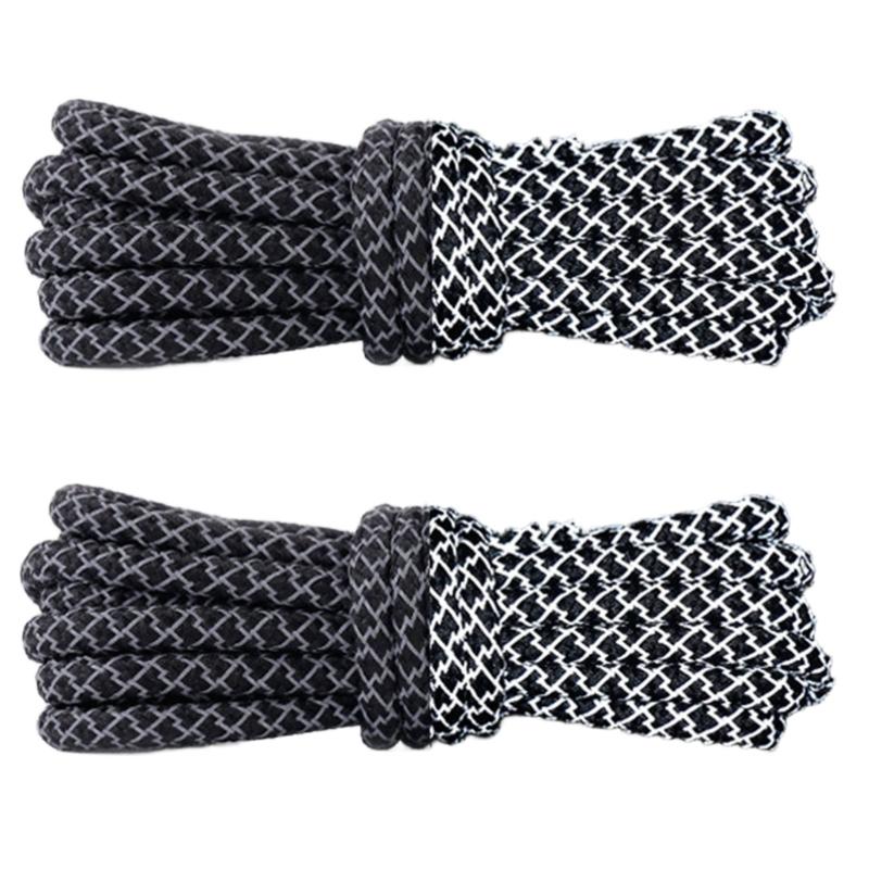 Reflective Polyester Shoelaces 120cm Long Anti Slip Woven Round Shoe Laces Replacement For Sneakers Casual Foowear