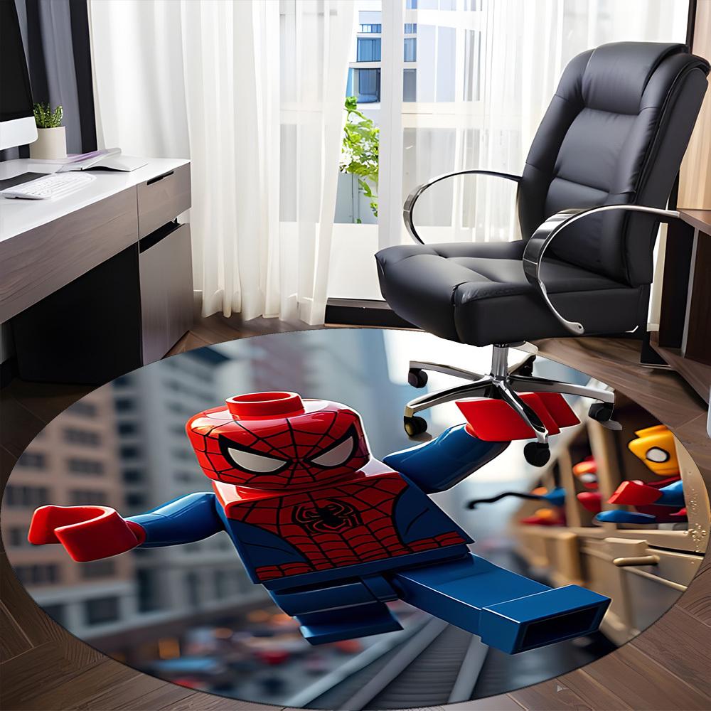 1 Stück Spider-Man LEGO Büro Runder Teppich, Indoor-Matte Geeignet für Büro, Schlafzimmer Wohnzimmer Heimdekoration, Raumdeko, Offic a0928218