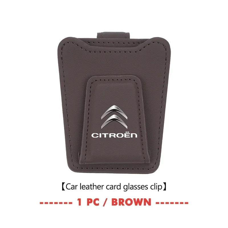 Car Sunglasses Holder Sun Visor Leather Hanger Ticket Card Clip For Citroen C4 C3 C5 C1 C2 C6 VTS C4L DS3 DS4 DS5 Grand Berlingo