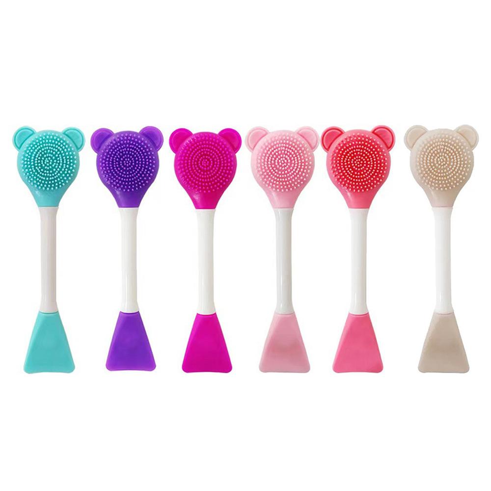

1PC Double Head Silicone Facial Mask Brush Facial Cleaning Massage Brush Mud Film Smear Facial Eyeliner Silicone Baffle Bear,Oar