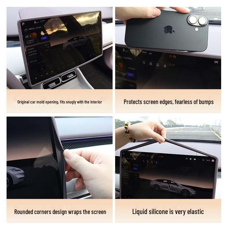 Fits 26 Changan Qiyuan A06 Models: Central Control Screen Protector & Navigation Frame Silicone Cover