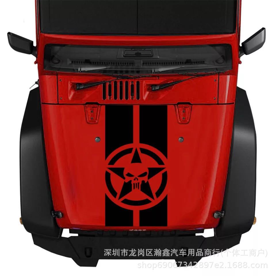 X294 Totenkopf-Aufkleber für Jeep Wrangler Haube und Motorhaube