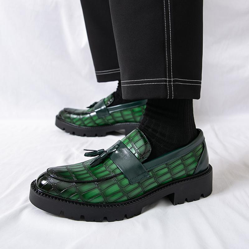 Fashion Fashion Versatiletassel Loafers Luxurious Rubber Thick Soled Comfort Business Commuting Leather Shoes Men's Casual Driving Shoes