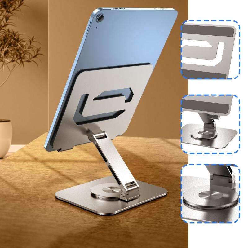 Faltbarer Tablet-Halter Ergonomische 360°-Schwenkbasis Wärmeableitendes Design Solide Metallkonstruktion für Tablets und Handys