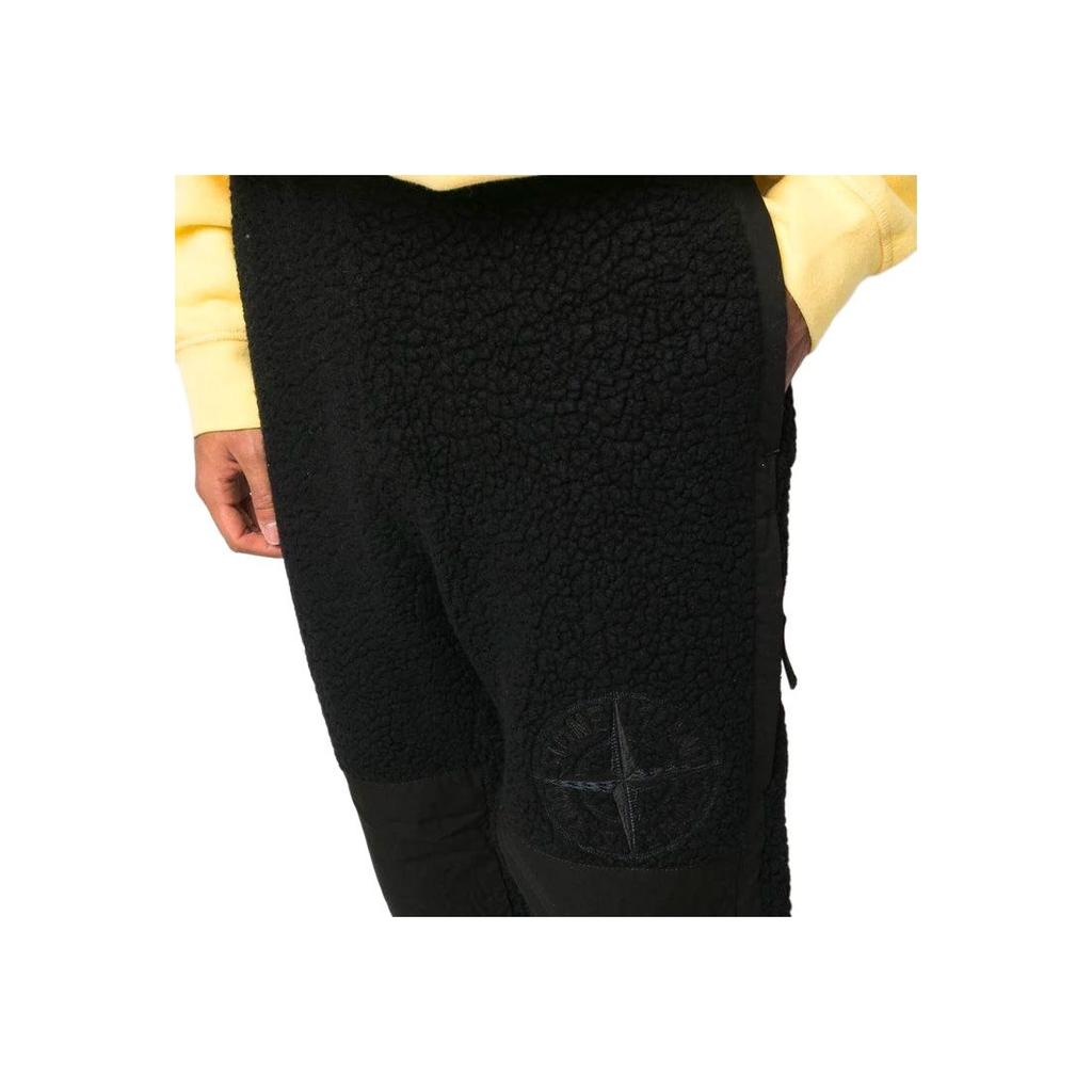 Stone Island FW22 Spliced Logo Embroidered Cuffed Sweatpants Men bottoms Black 771561541-V0029