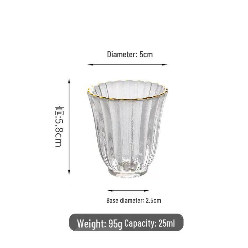 Japanese Crystal Glass Kung Fu Tea Cup with Gold Painting - Small Tasting Bowl