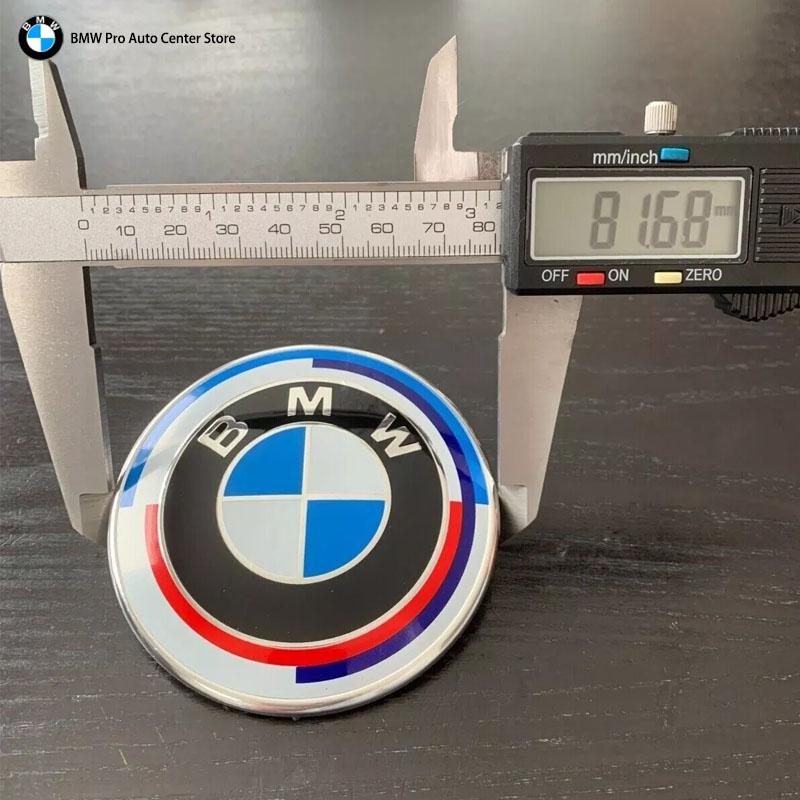 For BMW 7Pcs/Set 50th Anniversary LMK 82mm Front Hood 74mm Rear Emblem 68mm 56mm Wheel Hub Covers 46mm Steering Wheel Sticker Fo