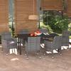Vidaxl 7-Cz. Gartenmöbel-Set mit Kissen, Polyrattan, Grau