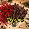 50pcs Pinecone And Red Berry Decorations|Plastic Twigs Christmas Tree Ornaments|Winter Wedding And Wreath Centerpieces
