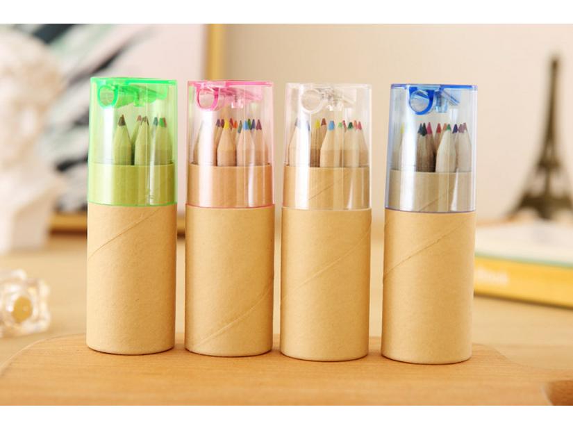 Children's 12-Color Cartoon Mini Colored Pencils Set for Elementary School Art