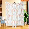1pc 2D Flat Printing Spring And Summer New Arrival Fresh Leaf And Bow Pattern Digital Print Blanket, All-Season Use, Casual Throw, 100% Fiber Soft And