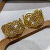 Wide-Faced Metal Woven Twist Earrings 2026 Premium Earrings Light Luxury Simple Style Studs