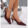 Pointed Toe Shallow Pumps Ladies Heels Shoes Female Slingbacks New In Medium Heels Shoes For Women Footwear Mules