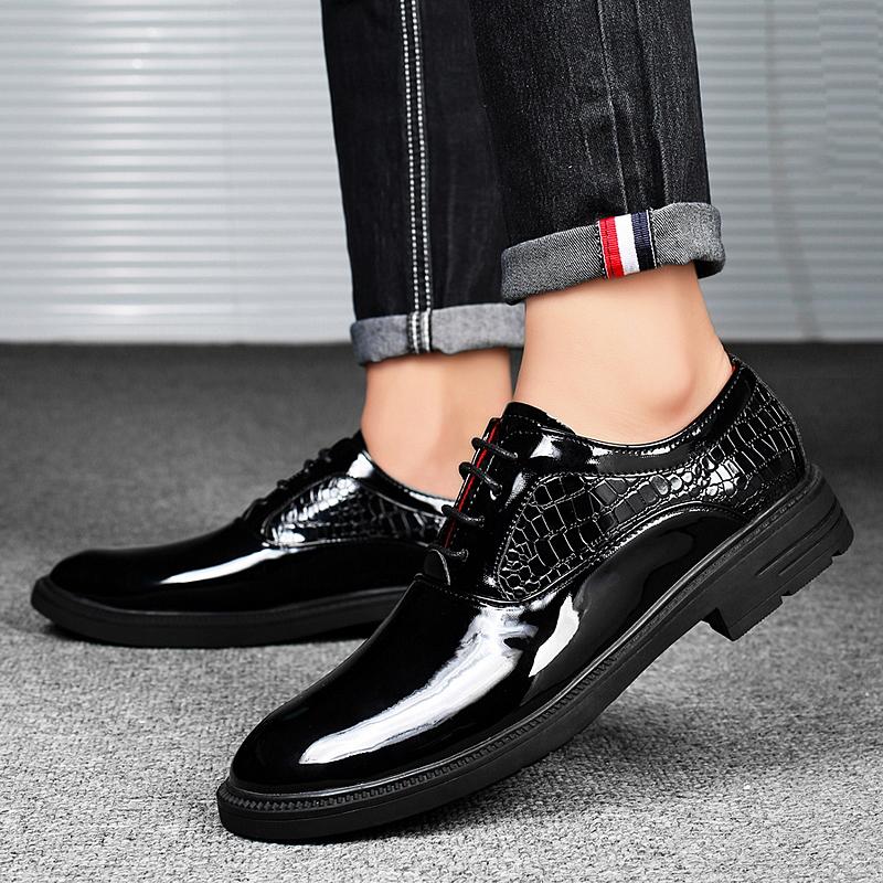 Scarpe da uomo in pelle a punta stringate nere rosse scarpe oxford formali in pelle da uomo scarpe basse da abito da lavoro da uomo scarpe da matrimonio da uomo