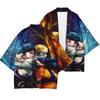 Japanese Anime Print Pattern Cardigan Men's Fashion Traditional Clothing Kimono Casual Streetwear Haori Harajuku Jacket