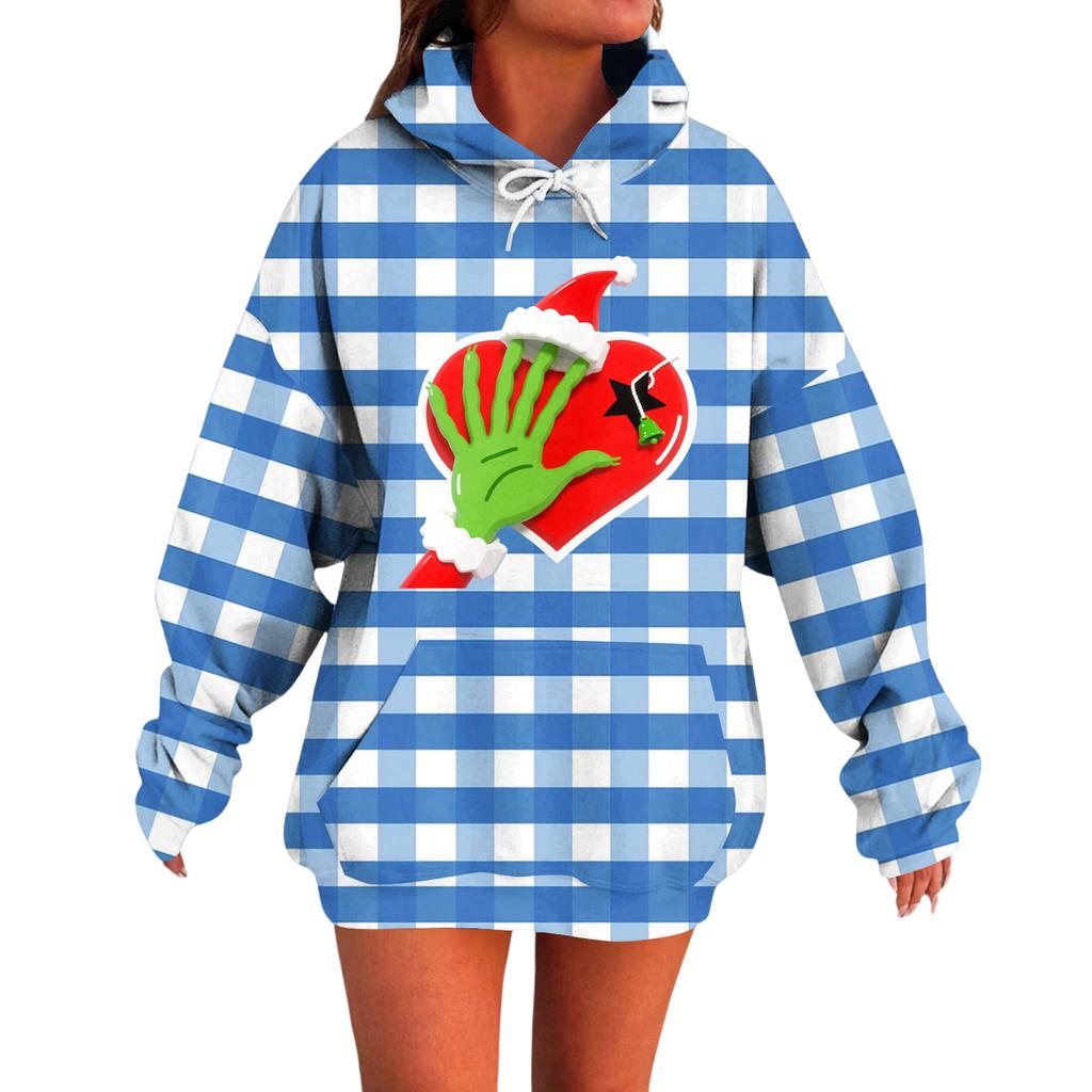 Ladies' Loose Comfortable Casual Fashionable Christmas Print Hooded Sweatshirt