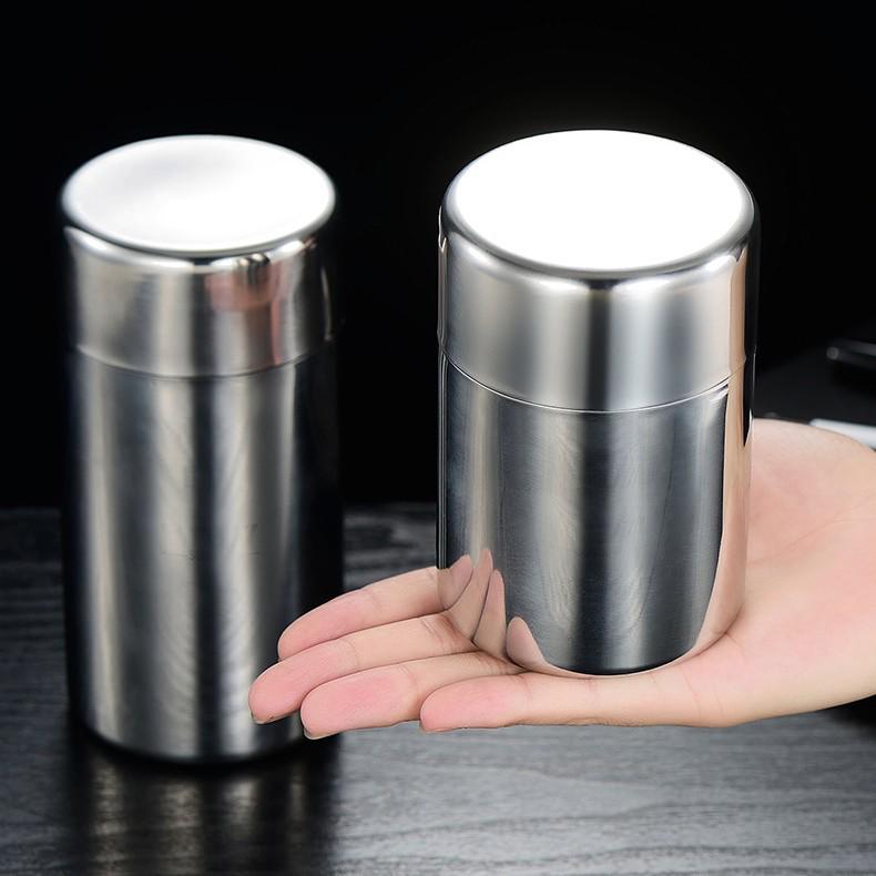 Portable 304 Stainless Steel Tea Storage Can - Sealed Small Size for Household Use