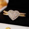 White Zircon  Love Heart Rings For Women Vintage Gold Color Engagement Bands Wedding Jewelry Bridal Valentine's Day Gifts