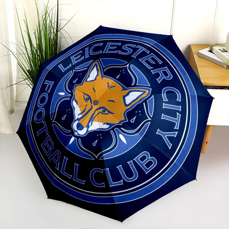Leicester City Football Club Pattern, Automatic Folding Umbrella, Portable and Foldable Design, 8 Ribs, a Christmas or Birthday Gift.
