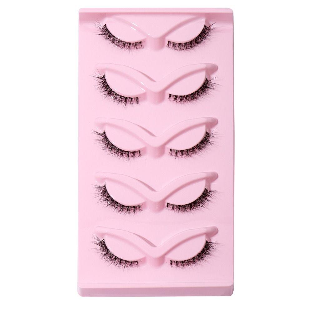 5 Pair Full Strip Cat Eye Fake Lashes 3D Faux Mink Lashes Fluffy L Curl False Eyelashes  Women