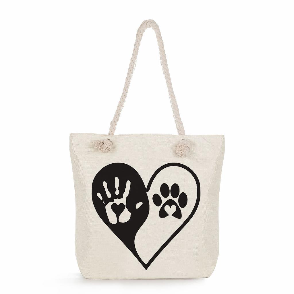 Dog Paw Print Thick Rope Single-shoulder Beach Bag 7259 KTB