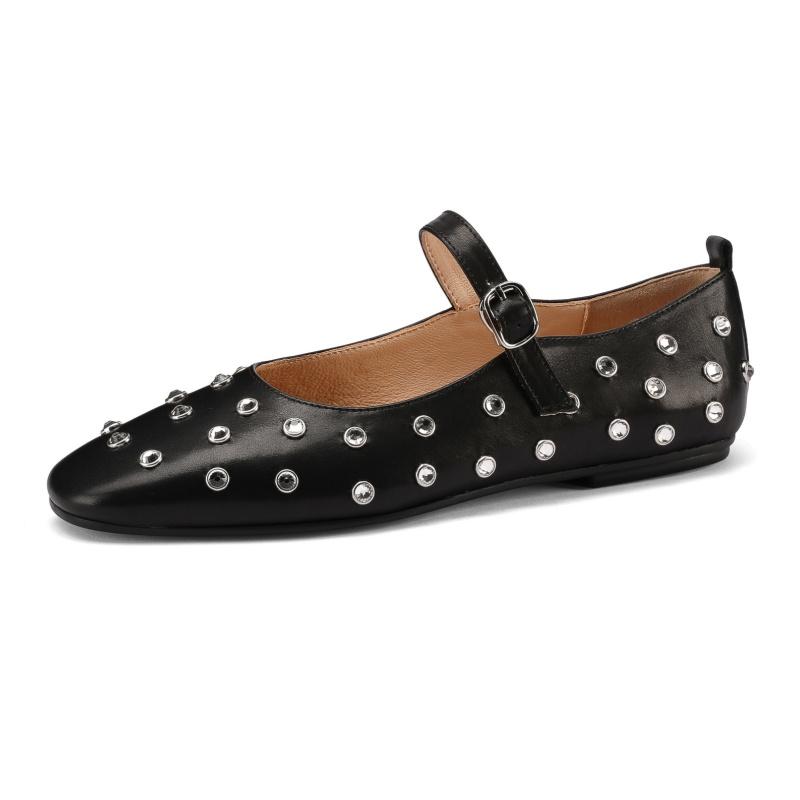 Fashion Fashion Crystal Ballet Flats Designer Luxury Mary Jane Shoes Women Black Versatile Single Shoes Comfort Soft Sole Women Loafers