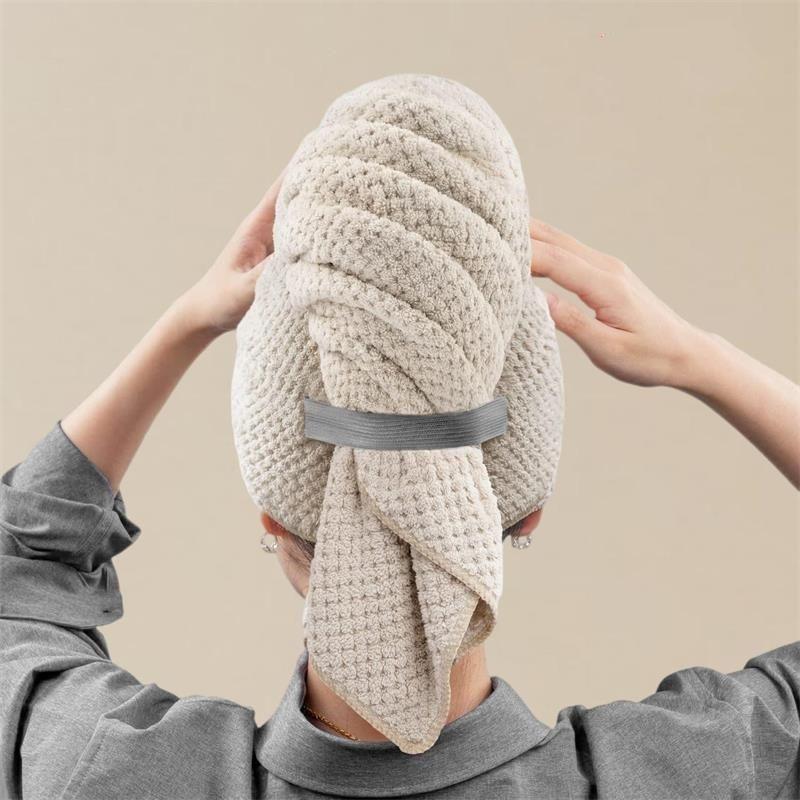 

Microfiber Hair Towel Extra Large Wrap Quick Dry Hair Towel Wrap With Elastic Band Ultra Absorbent Soft Hair Towel Wrap Turban 60x100cm 1pcs глибокий кавового кольору