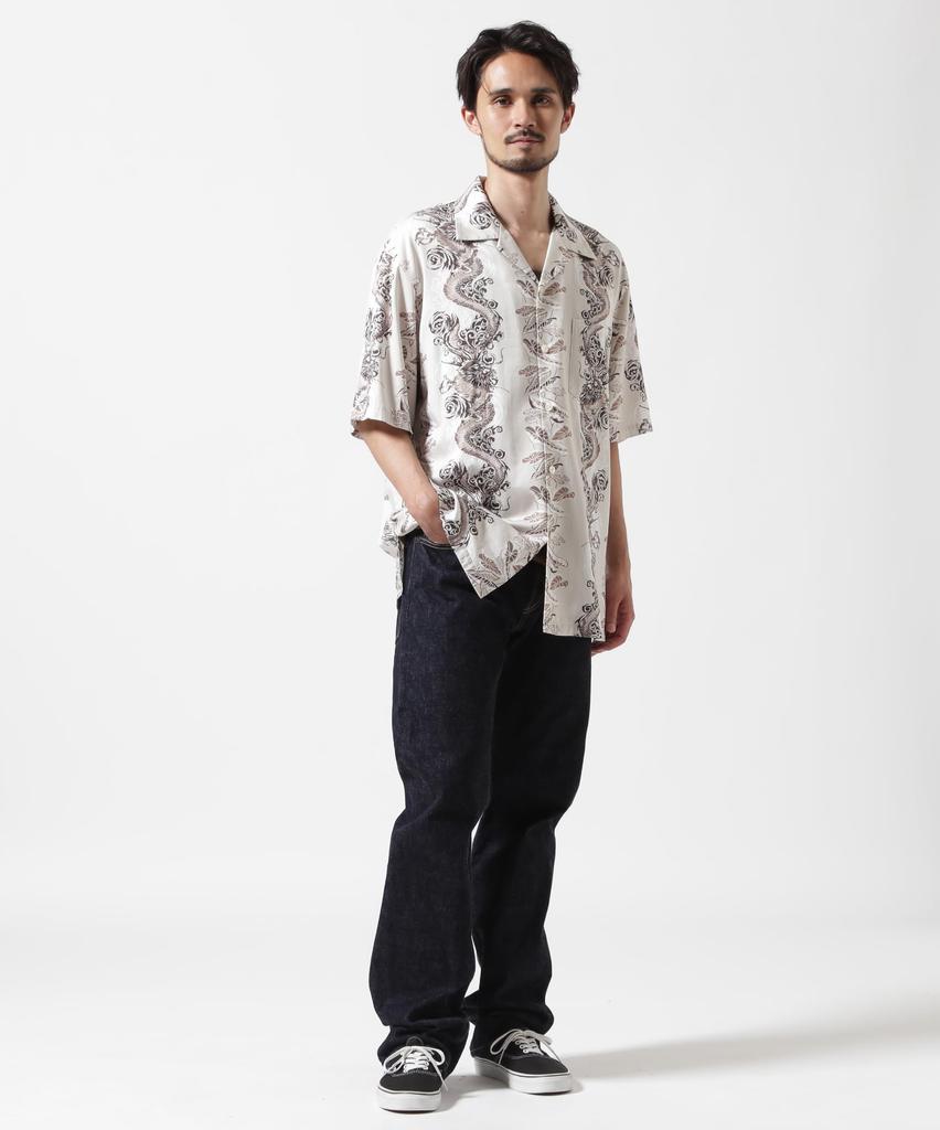 AVIREX Aloha Shirt Dragon Rise Size (WEB&DEPOT Exclusive) Men's L, 414, Natural, 783-5123024