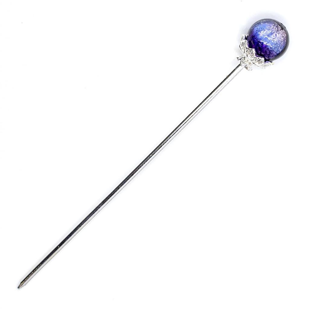Sea drop kanzashi glass glass marine hair accessory for and other traditional Japanese clothing hairpin, glow-in-the-dark bead, purple, 14mm,