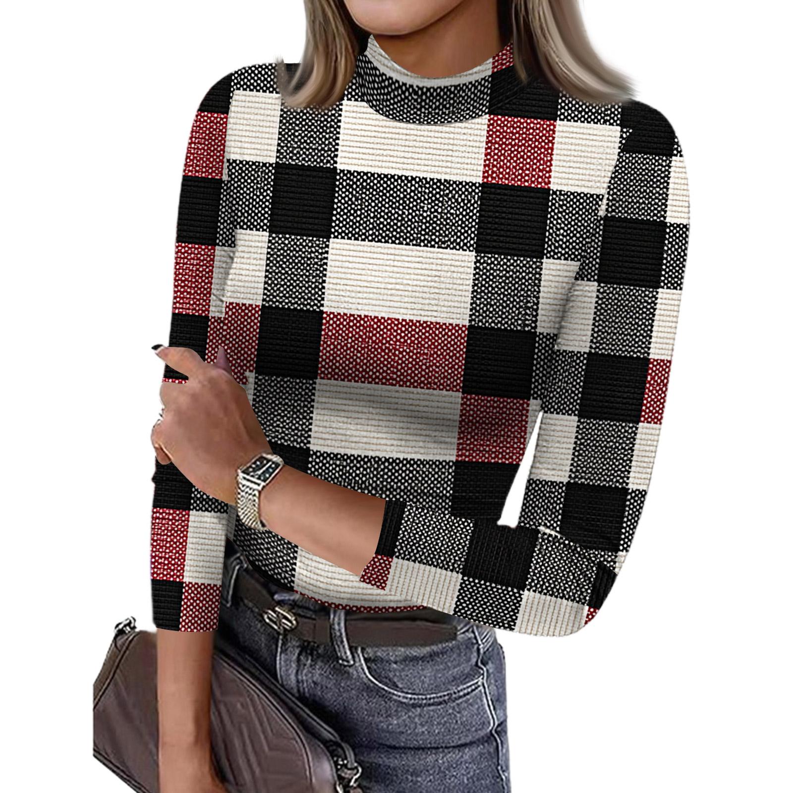 

Women s Slim Bottom T-shirt Fashion Casual Printing Round Neck Pullover 3/4 Sleeve Top L чёрный