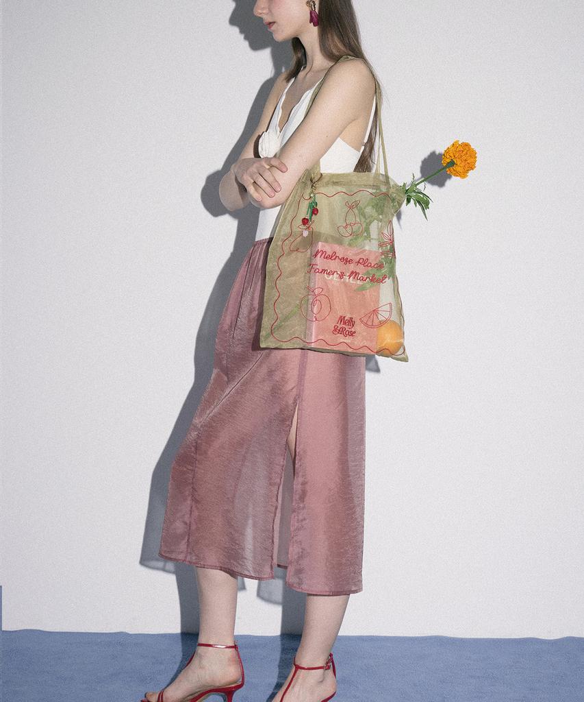 Melly And Rose Rose See-Through Organza Midi Skirt (304786)