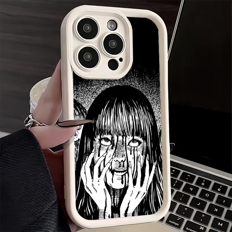 Phone Case for iPhone 17 Air 16E 15 16 Pro Max Japanese Horror Anime Cover 14 Plus 13 12 Mini Soft Shell Silicone Fundas