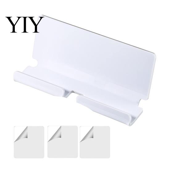 Clear Acrylic Wall Stand Tablet Mount Holder, Universal Mounted Smartphone Stand, Smooth Surface Phone Holder Cable And Charging Hole Organizer