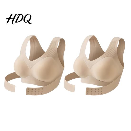 Seamless Bra Women Posture Bras Front Closure Wireless Bra with Ergonomic Shoulder M бежевый