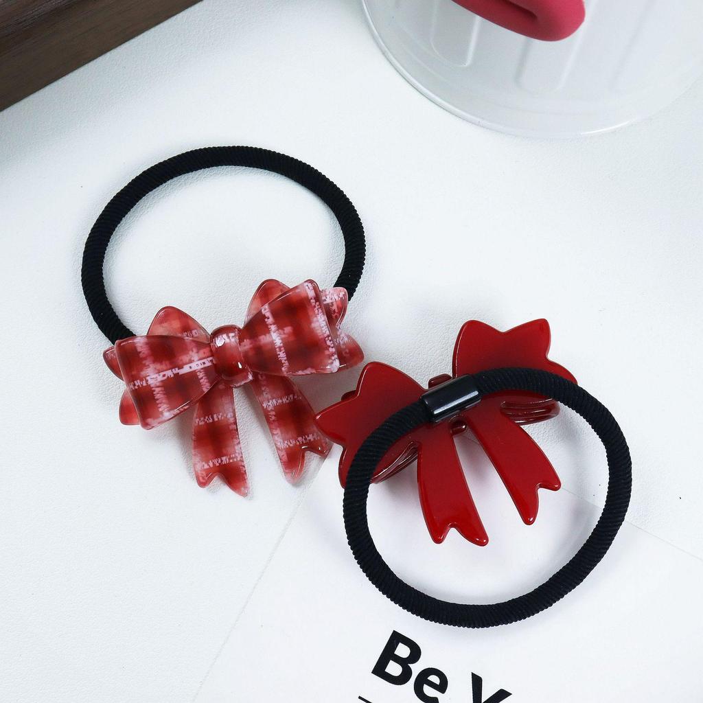 Nanrui Jewelry Acetate Bow Hair Tie 5.3cm - Cute Bowknot Hair Rope & High Ponytail Clip