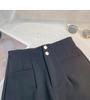 2024 Summer Korean Design High-Waisted Black A-Line Wide-Leg Pants