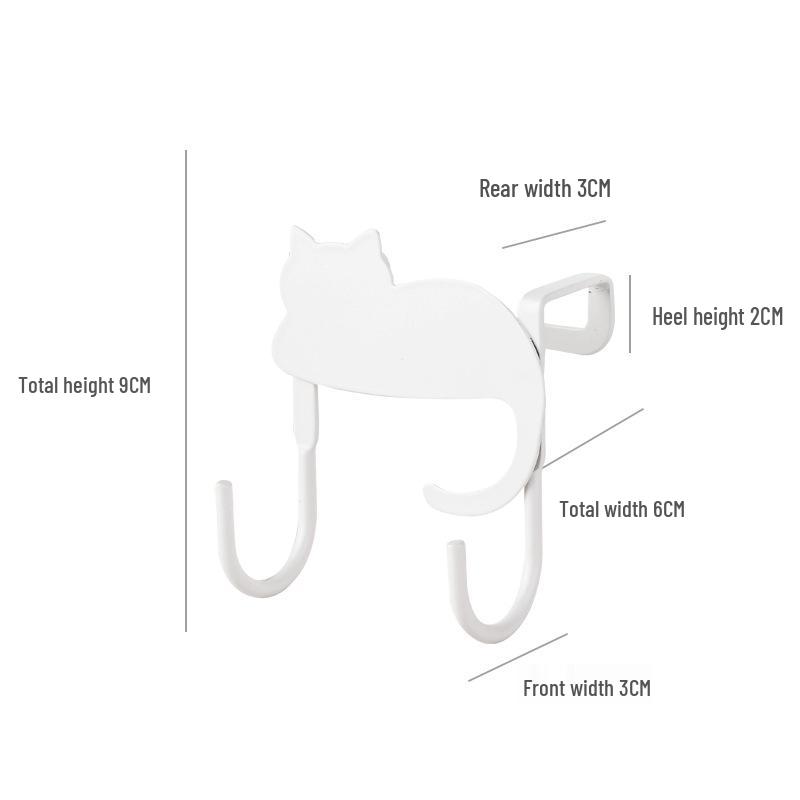 Cat-Shaped Wrought Iron Over-the-Door Hook - Nail-Free, Adhesive-Free 