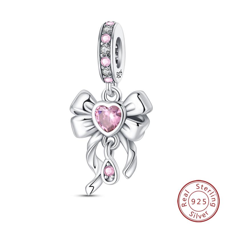 Sweet Romantic Princess Charms S925 Silver Pink Dress Lipstick High Heels Perfume Beads 3mm DIY Fine Jewelry Accessories